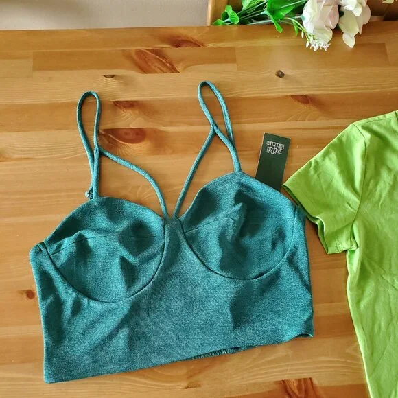 Wild Fable - Women's  Front Smocked-Back Cropped Bustier Tank Top - Size M - Picture 3 of 10